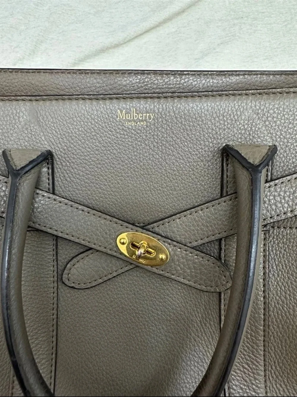 Mulberry Olive Brown Leather Satchel with Gold Hardware